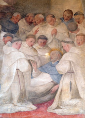 Agony of San Dominic, fresco Ludovico Buti in the cloister of Santa Maria Novella Principal Dominican church in Florence, Italy