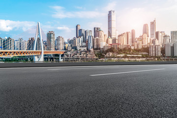 Fototapeta premium Urban Road, Highway and Construction Skyline
