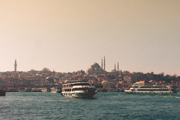 Fototapeta premium view of istanbul at sunset