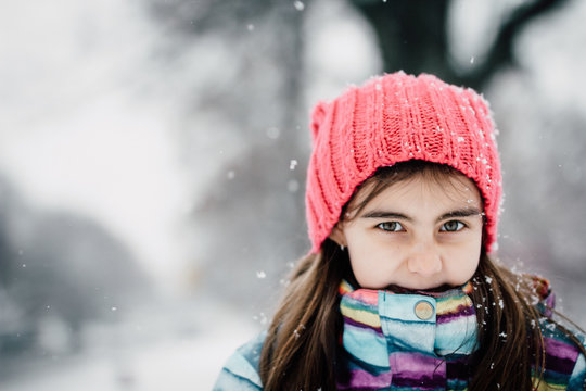 preteen girl portrait in winter