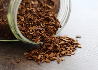 Freeze-dried coffee and musical notes so close