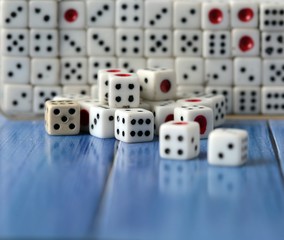 game dice on blue background