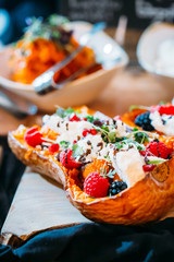 Breakfast Buffet Concept, Breakfast Time in Luxury Hotel, Brunch with Family in Restaurant, Pumpkin Salad - Image