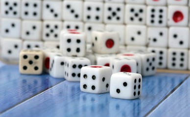 game dice on blue background
