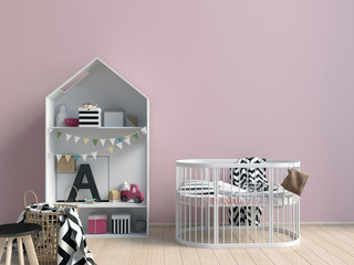 Obraz premium Mock up wall in interior of the child. sleeping place. modern style. 3d illustration
