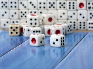 game dice on blue background