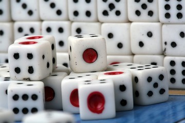 game dice on white ground 