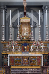 High altar in the Basilica di San Lorenzo in Florence, Italy
