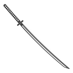 Vintage katana sword isolated on white background. Traditional japanese weapon. Vector flat design