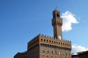 Fototapeta premium The Palazzo Vecchio (Old Palace) a Massive Romanesque Fortress Palace, is the Town Hall of Florence, Italy