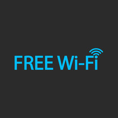 Free WiFi icon isolated on black background. Wireless internet connection concept. Network logo. Vector flat design.