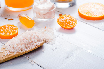 orange spa on white wooden