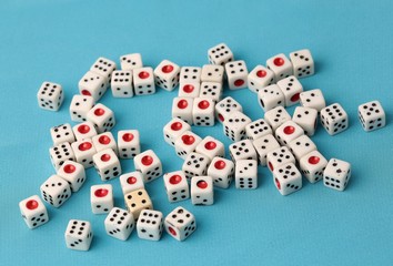 game dice on white ground 