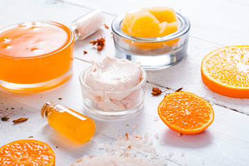 orange spa on white wooden