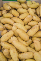 White potatoes in the box for sale