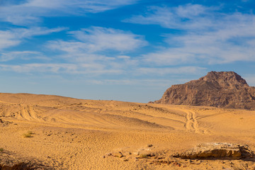 Fototapeta na wymiar Sinai desert and single mountain