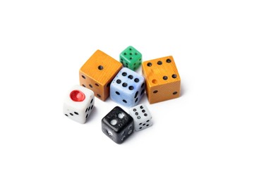 game dice on white ground 