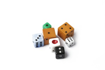 game dice on white ground 