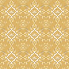 Damask wallpaper, seamless vintage style, vector image