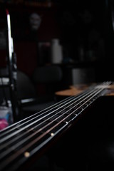 Fototapeta premium Guitar sharp angle strings with tight focus