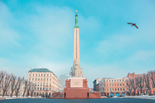 liberty statue of latvia in riga milda