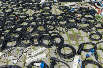 Stage equipment lying on the floor