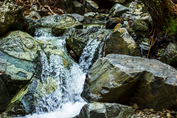 Naklejka na ściany i meble Rocky Stream from the waterfalls of the mountains