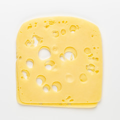 Cheese slice on white background.