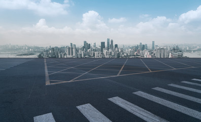 Fototapeta premium Urban Road, Highway and Construction Skyline