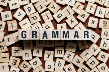 Grammar word concept on cubes