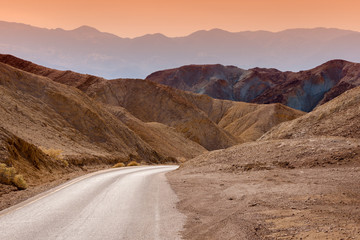Fototapeta na wymiar Scenic road in the desert of Death valley national park, USA