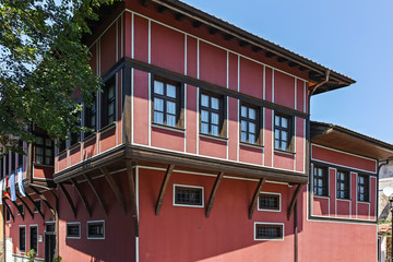 Typical cobblestones street in old town of city of Plovdiv, Bulgaria