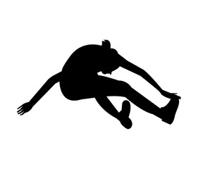 Fototapeta na wymiar silhouette of a woman doing a long jump