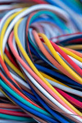 Twisted multicolored electric computer cable