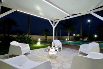 Villa with pool in the night