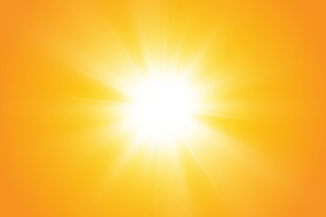 Obraz premium Warm sun on a yellow background. Leto.bliki solar rays
