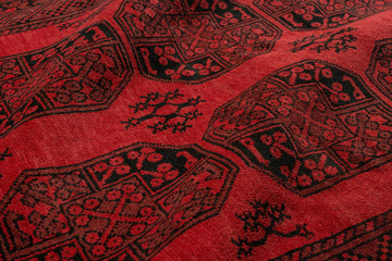 Close up of a traditional Afghan hand knotted Elephant Foot rug