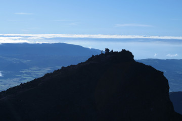 Climbers on top of Piton des Neiges, Ile de la Réunion