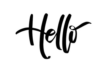 Hand drawn vector lettering. Hello word by hands. Isolated vector illustration. Handwritten modern calligraphy.
