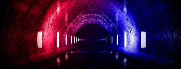  Abstract arch, tunnel, neon light, rays.