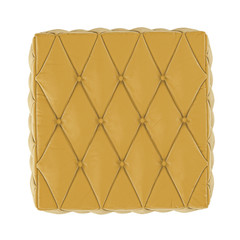 Yellow pouf fabric on a white background 3d rendering