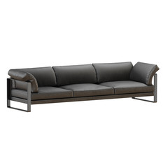 Gray leather sofa on white background 3d