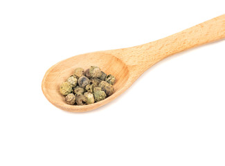 Green pepper peas in spoon