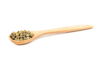 Green pepper peas in spoon