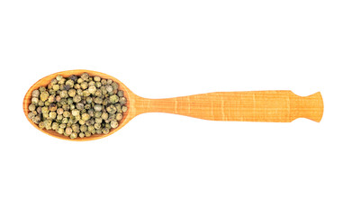 Green pepper peas in spoon