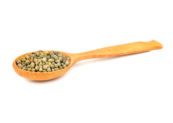 Green pepper peas in spoon