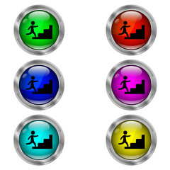 Businessman on stairs icon. Set of round color icons.
