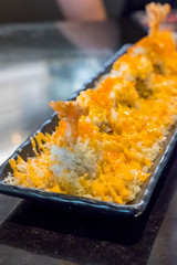 Set of Crispy Shrimp Roll served on plate