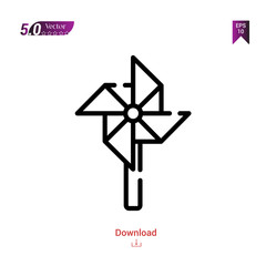 Outline wind-mill icon isolated on white background. Best modern. Graphic design,children-toys, mobile application, beauty icons 2019 year, user interface. Editable stroke. EPS10 format vector