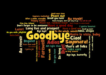 Goodbye Word Tag Cloud how say farewell